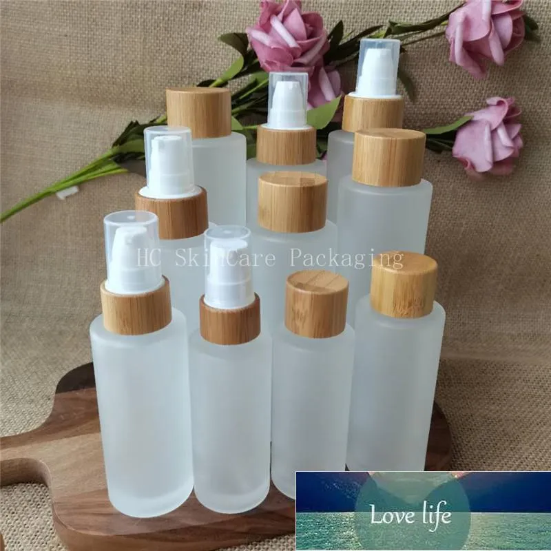 Botellas de almacenamiento Frascos 30 ml Vacío Bambú Esmerilado Vidrio transparente Botella de spray Tornillo Tapa de madera Contenedor de viaje Paquete cosmético