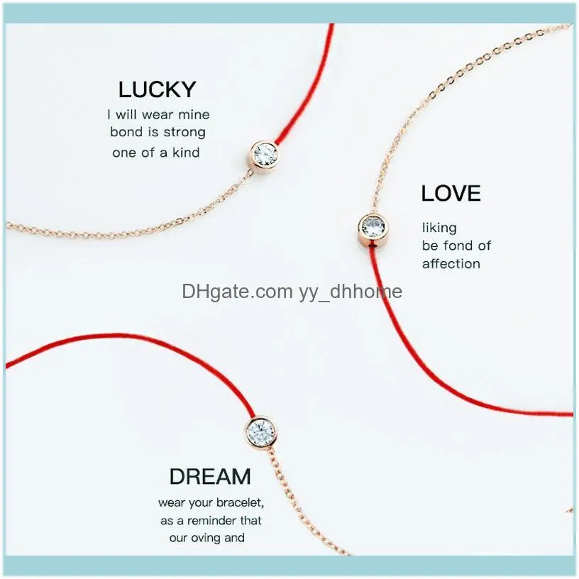 Link, Chain YUN RUO Rose Gold Silver Color Zircon Crystal Red Line Bracelet 316L Titanium Steel Jewelry Woman Never Fade Drop