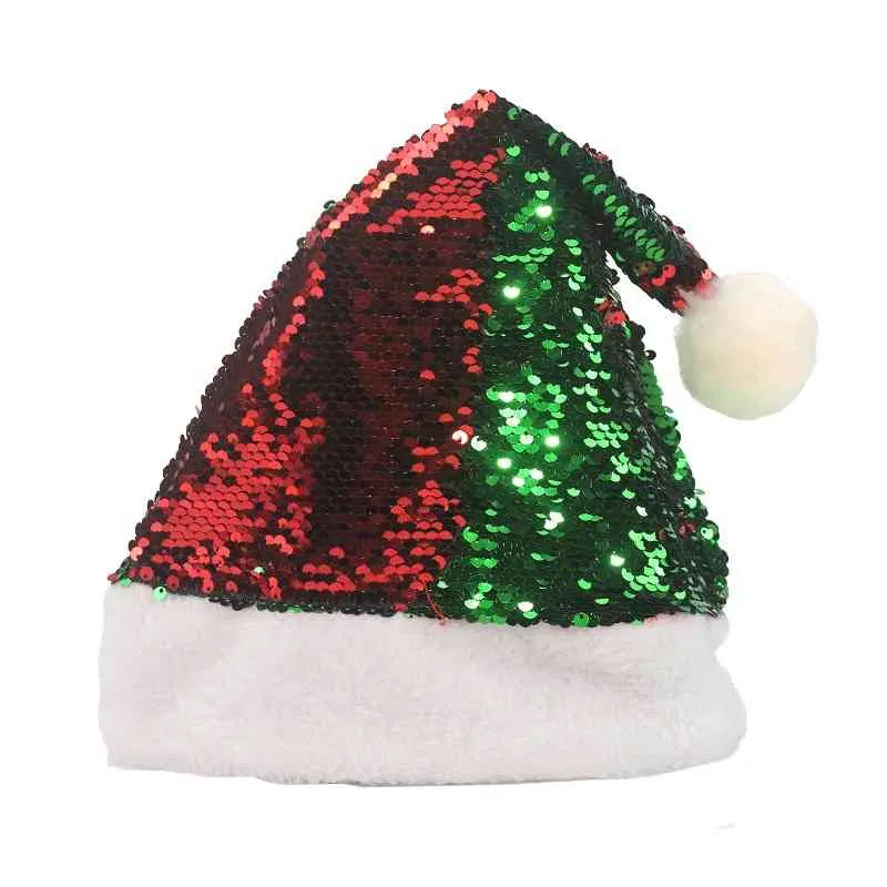 Новая рождественская шапка Flip Sequin двухцветная рождественская шляпа блестящая рождественское украшение