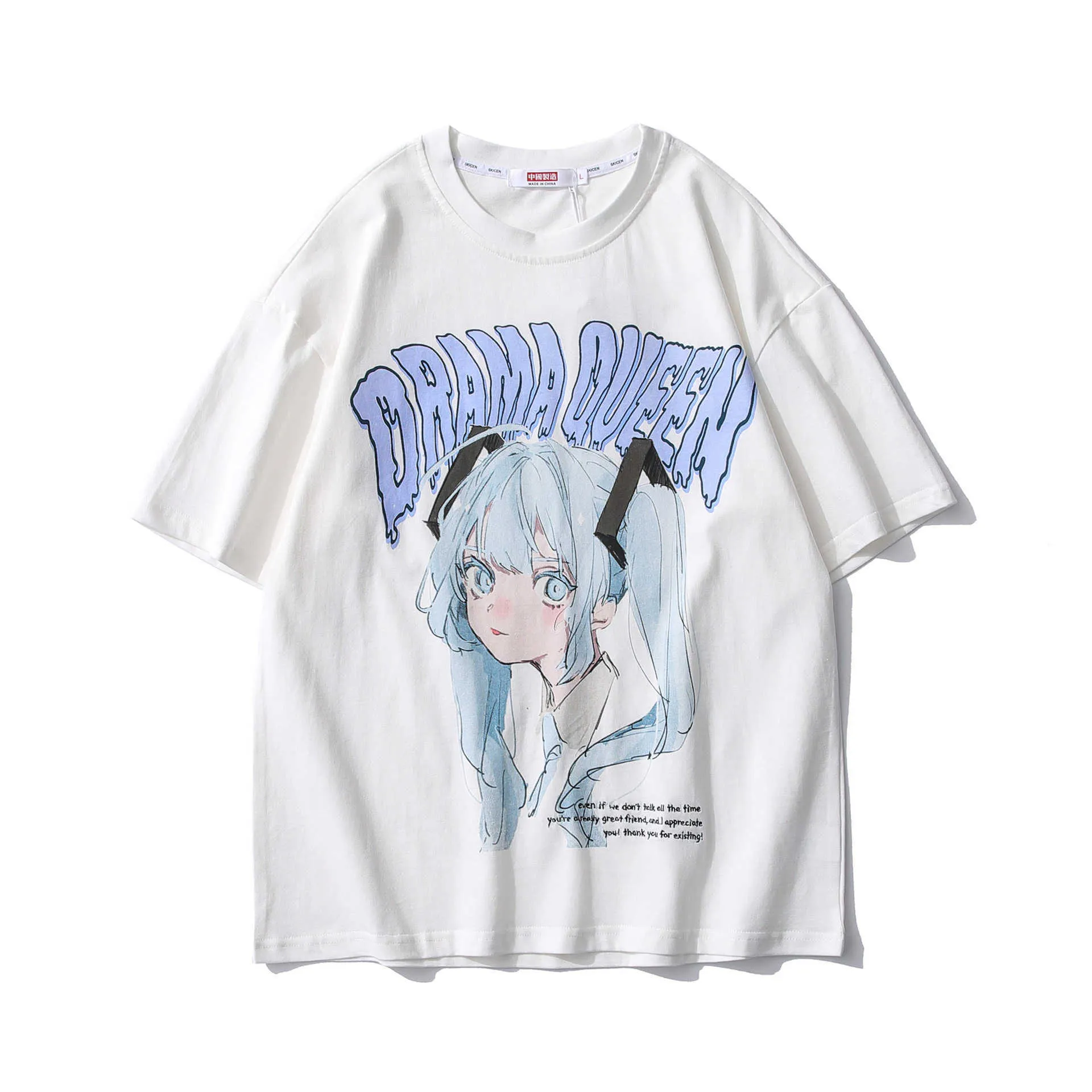 Women's Goth Graphic T-Shirt - Harajuku Anime Print Short Sleeve Top, Loose Fit Cotton Tee