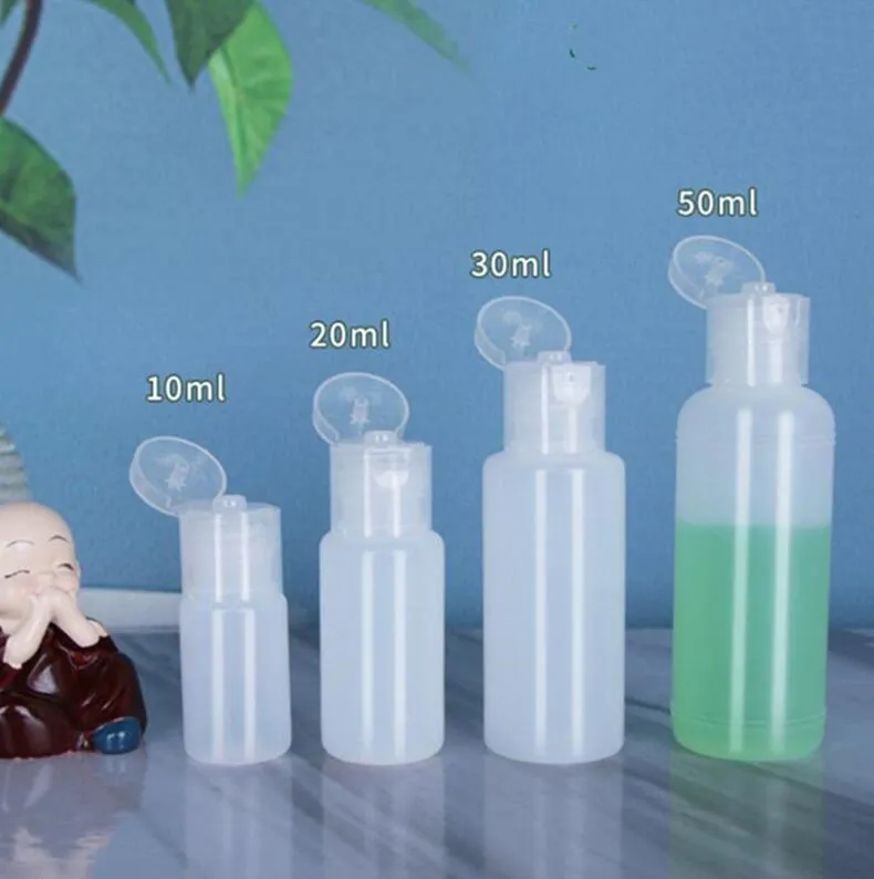 10ml 20 ml 30 ml 50 ml plastikowy ściskany butelka kosmetyczna próbka zbiornika PE Flip Cap butelki balsam