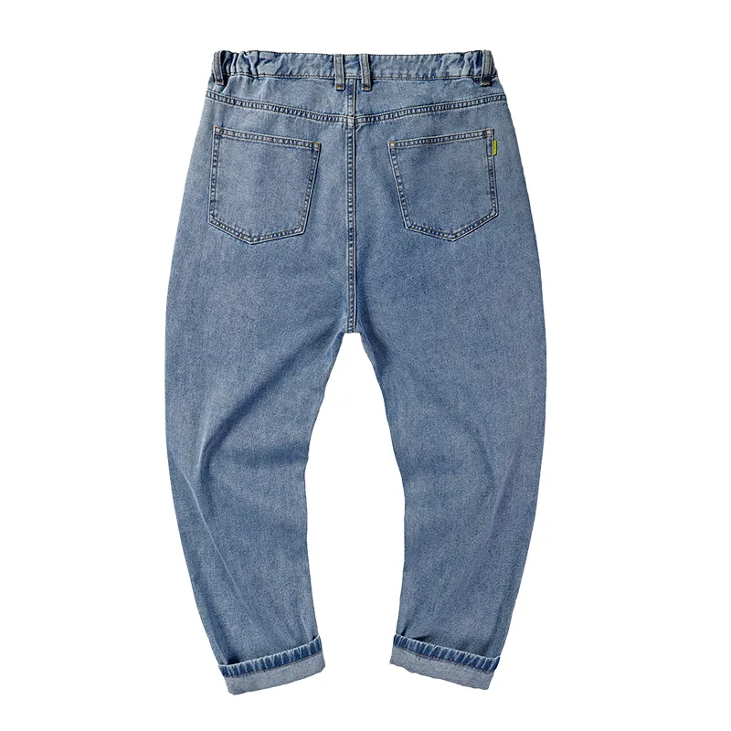 Jean élastique grande taille, sarouel ondulé coréen, taille élastique, vêtements pour hommes, pantalon grande taille, bande à la cheville, 46 482134