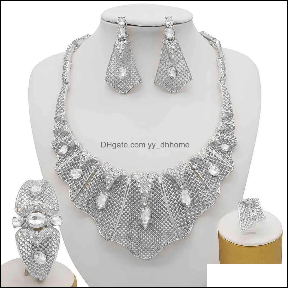 Jewelry Sets Fine Bridal Set Nigerian Wedding Dubai Gold for Women African Big Red Stone Necklace Earrings Jewellery