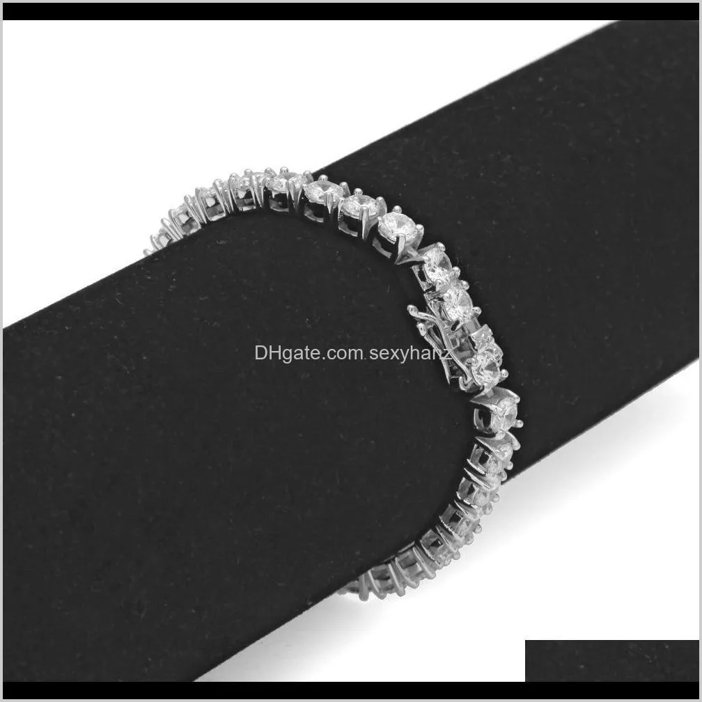 5mm 4mm 3mm iced out tennis bracelet zirconia triple lock hiphop jewelry 1 row cubic luxury men bracelets