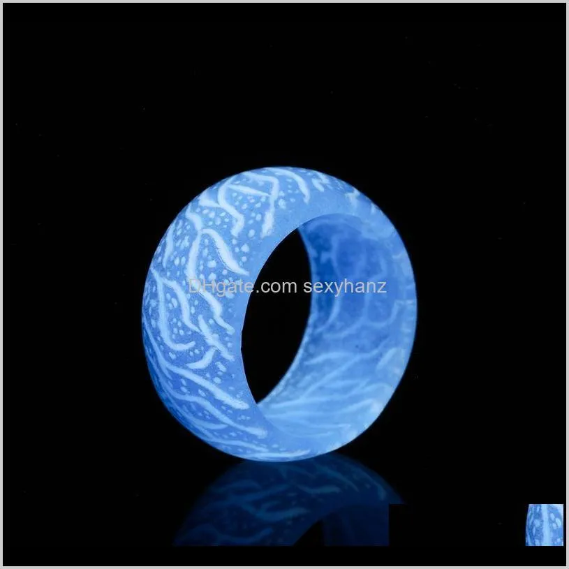 fashion colorful luminous resin ring women men fluorescent glowing rings jewelry glow in the dark finger ring band halloween