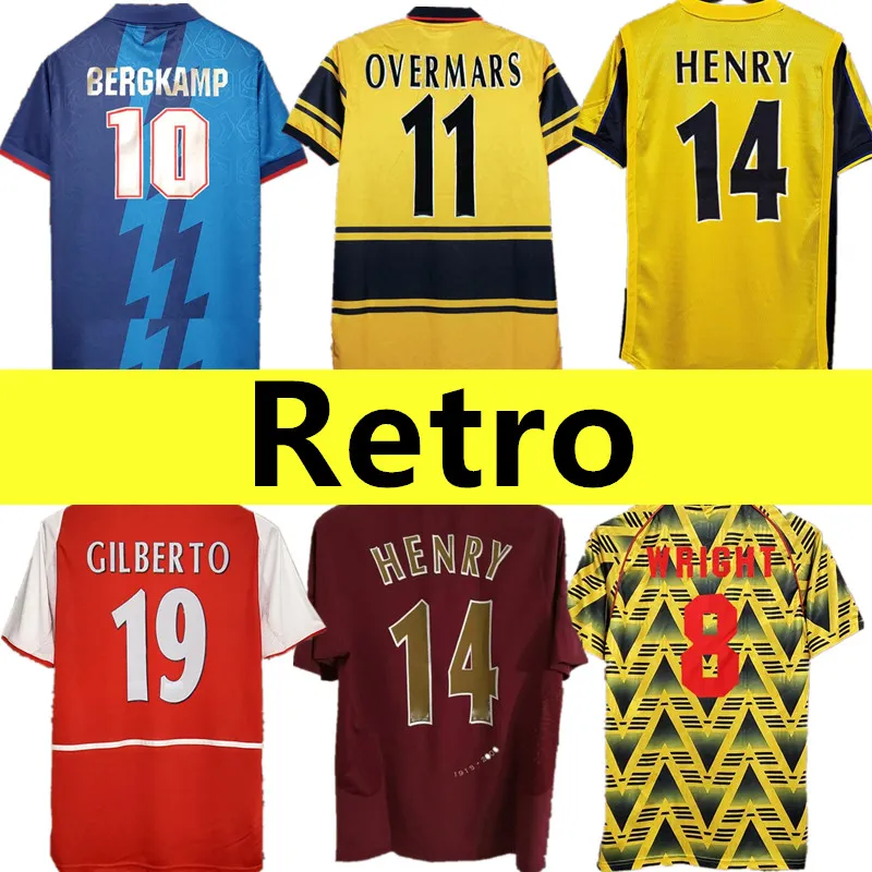 02 05 Jerseys de football Henry Bergkamp V. Persie Mens Retro 94 97 Vieira Merson Adams Home Away 3rd Football Shirt Men Men Sleeve Uniforms