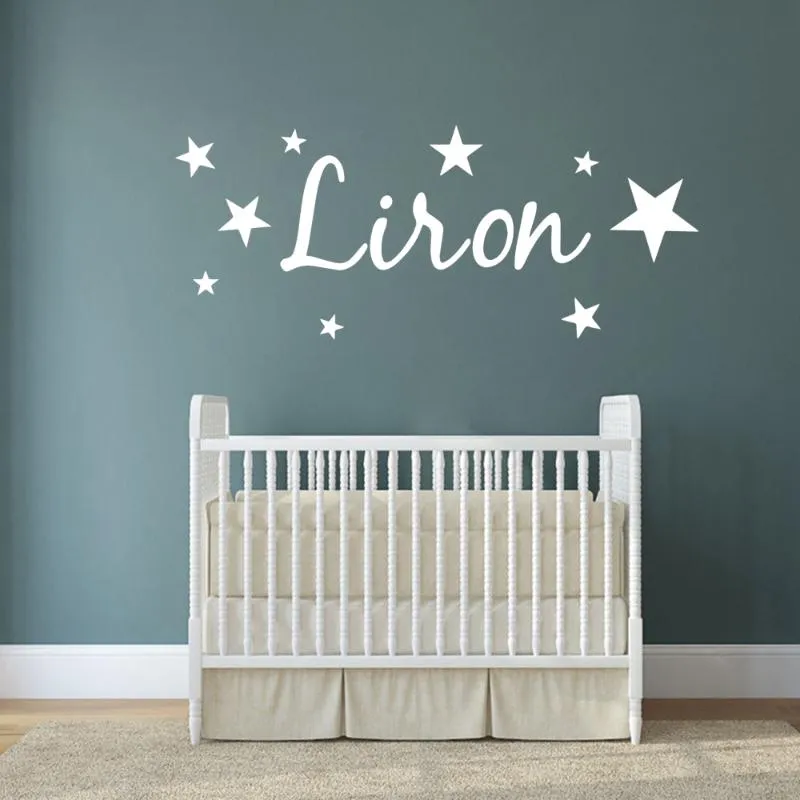 Autocollants muraux personnalisés étoiles nom personnalisé autocollant décor pour chambre d'enfants décoration étanche chambre décalcomanie papier peint