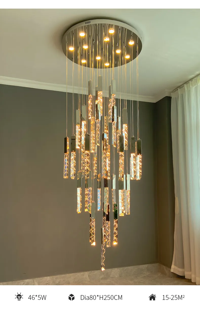 Modern Loft LED K9 Crystal Chandelier Duplex Stair... From Lvlingfang ...