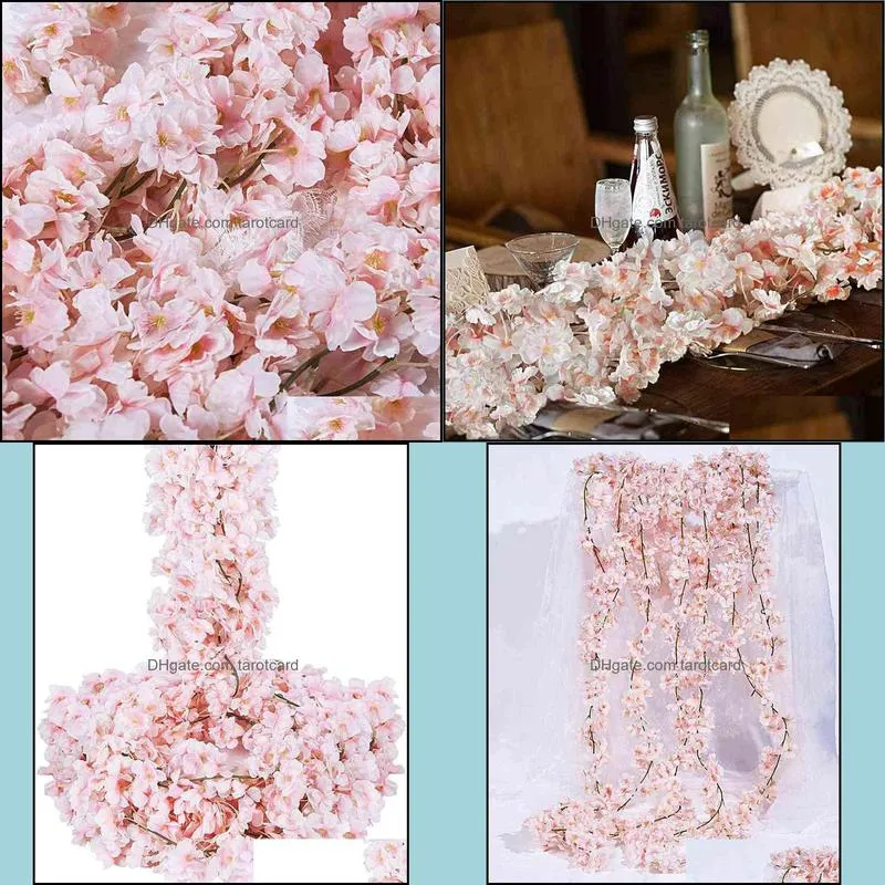 2/4/6PCs 144 Heads Artificial Cherry Blossom Flowers for Wedding Pink Garland Hanging Vine Fake Flower for Home Party Decoration