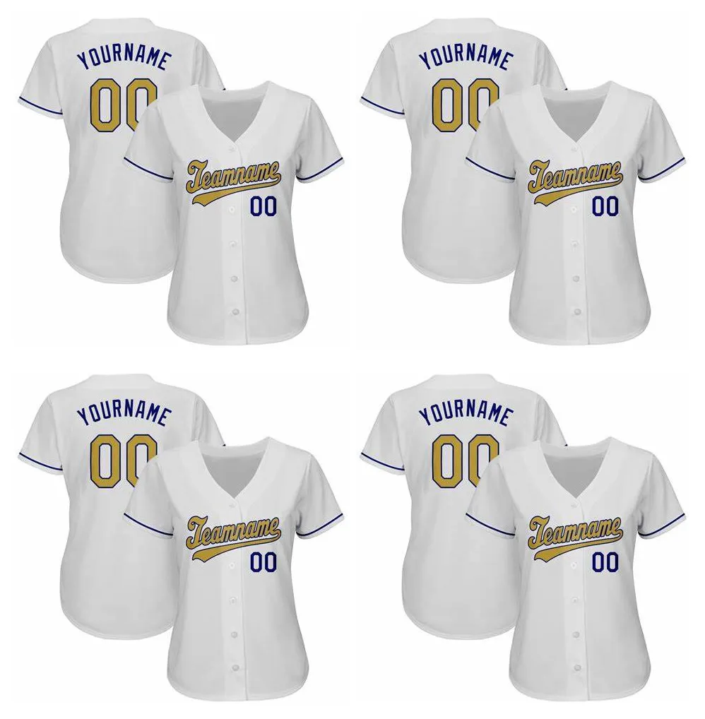 Custom Women white Baseball Jersey 1