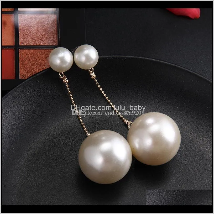 Wedding Jewelry Double Side Big Pearl Earring Wedding Earrings Big Ball Earrings Women Party Bead Ear Jewelry