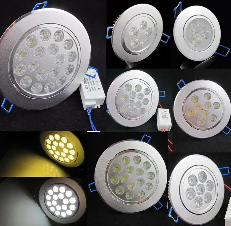 Dimmable X3 LED takplatta downlights 3W 4W 5W 7W 9W 12W 15W Inbyggd ljus Lampor Lampor AC110-240V