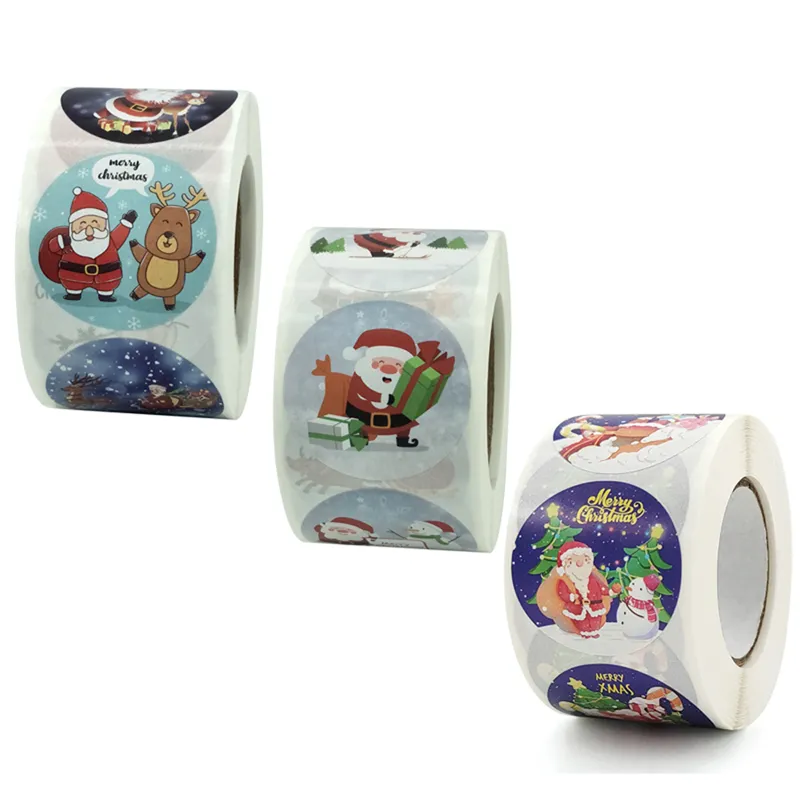 500pcs/roll Christmas Stickers Santa Patterns Gift Décor Card Sealing Label Xmas Decor Party Supplies 38mm/1.5inch XBJK2110