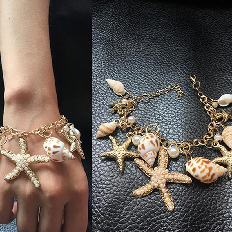 Frisado, fios 1pc shell bracelete pérola feminina ajustável boho amizade real seashell dia de mães jóias presente