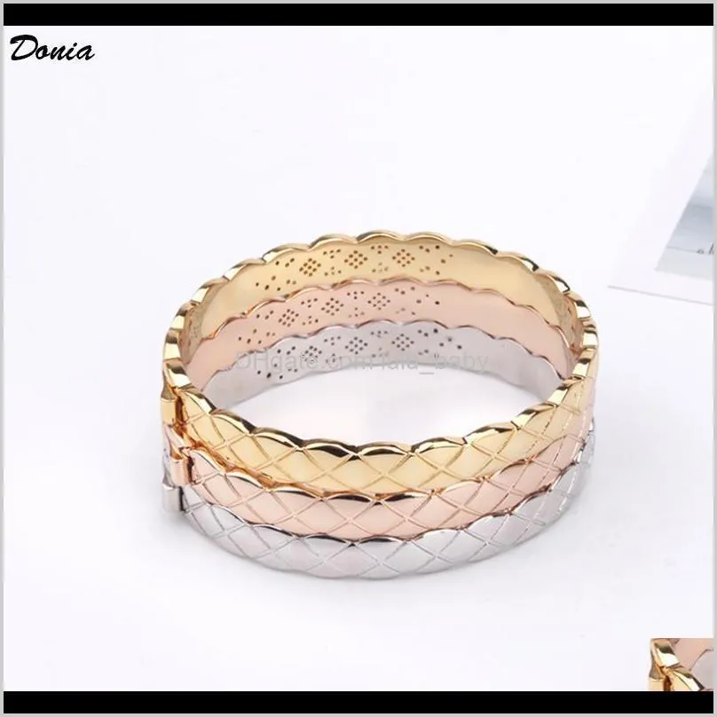 donia jewelry tri color electroplating exaggerated diamond micro inlaid zircon bracelet personality european and american designer