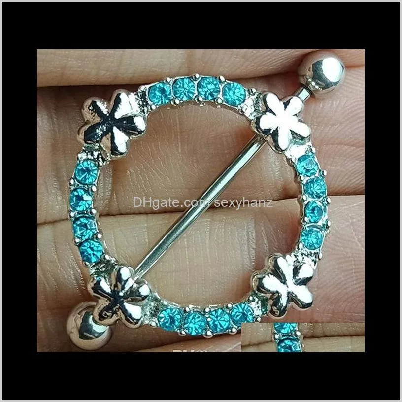 d0640 (2 colors ) aqua. & clear colors style nipple ring hand style nipple rings body piercing jewelry dangle accessories fashion