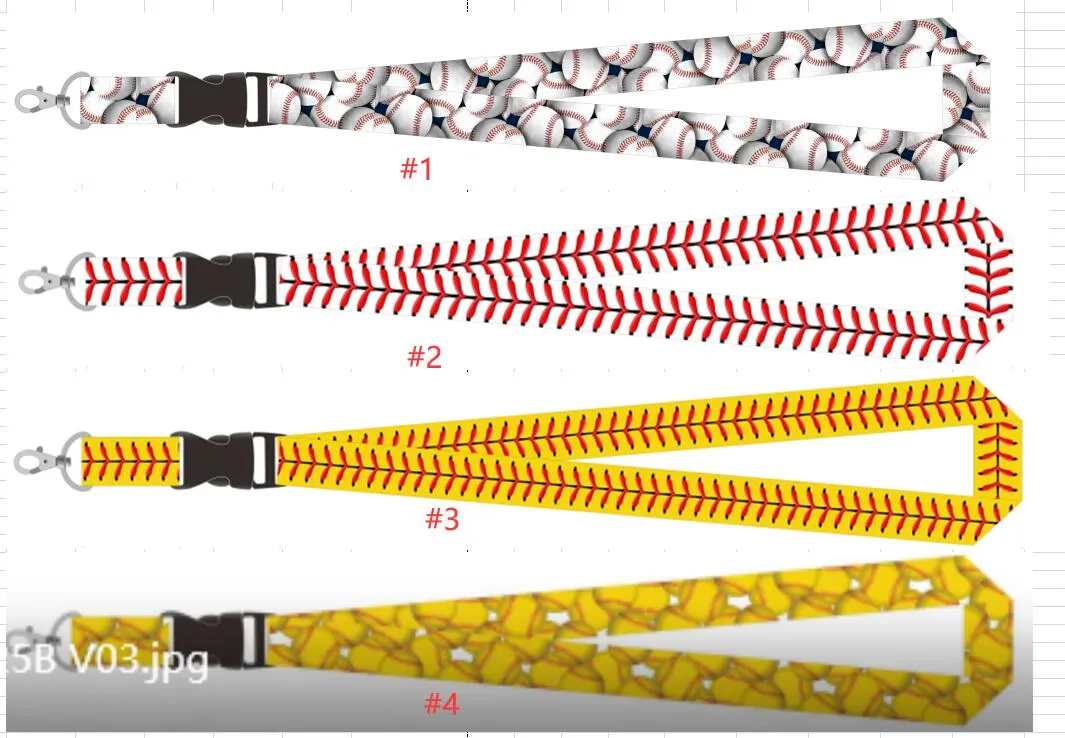 2021 baseball softball Sporttillbehör sömmar bollar lanyards halsband Nyckelring för ID-kort Mobiltelefon