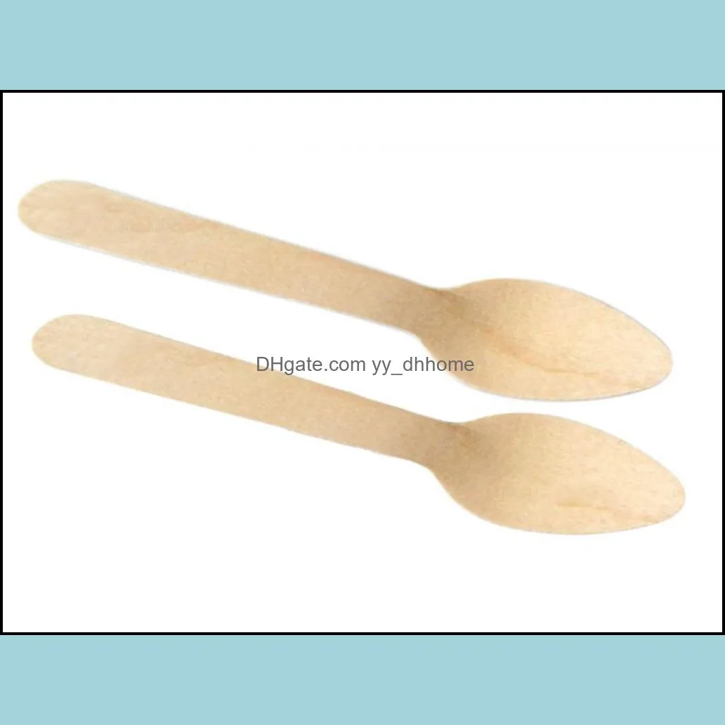 Disposable Wooden Spoon Mini Ice Cream Spoon Wood Dessert Scoop Wedding Party Tableware Kitchen Accessories Tool