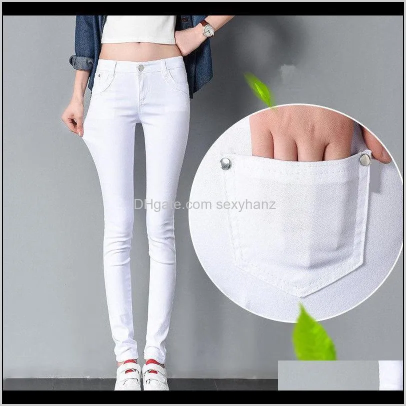 fsdkfaa women pants candy jeans 2018 spring fall pencil pants slim casual female stretch trousers white jeans pantalones mujer