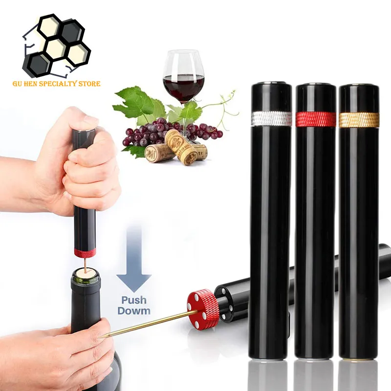 Pneumatisk vinflaskaöppnare Säker bärbar rostfritt stål Pin Cork Remover Lufttryckskorkskruv