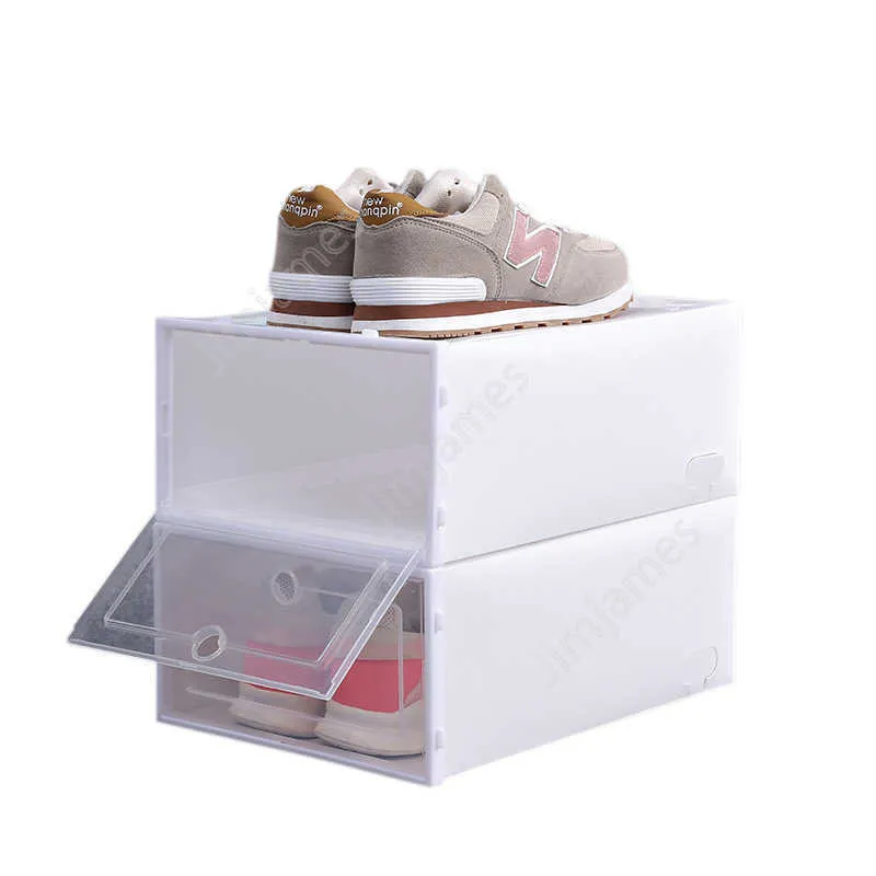 Épaissir la boîte à chaussures en plastique transparent boîte de rangement de chaussures anti-poussière Flip boîtes à chaussures transparentes couleur bonbon chaussures empilables boîte organisateur DBC DAJ382