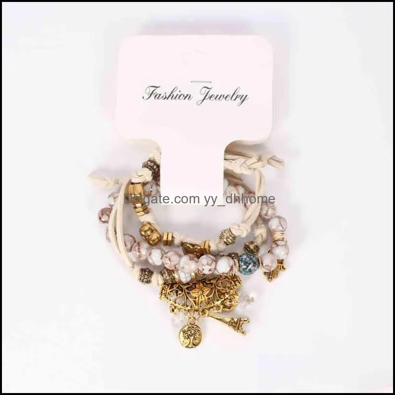 Fashion Jewelry Cheap Beaded Bracelet Layered Wrap Handmade Charm Layer Heart Beads Hand Bracelets For Women
