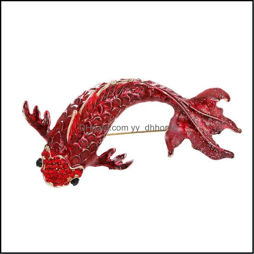 Pins, Brooches Enamel Fish For Women Available Large Carp Pins Animal Style Brooch Fashion Jewelry Coat Broch 3 Colors