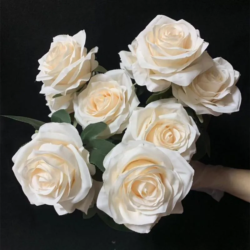 Fleurs d￩coratives couronnes une fleur de grappe de rose en soie de bonne qualit￩ branche fran￧aise artificielle pour centres de mariage