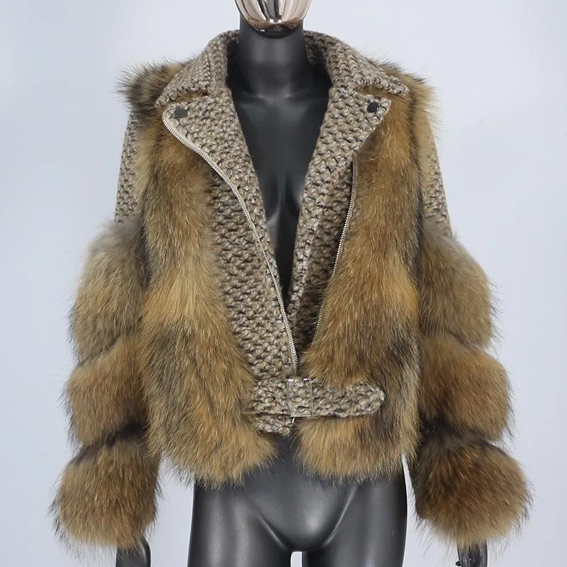 Gilet en fausse fourrure CXFS 2021 pour femme, veste d'hiver en laine de raton laveur naturelle, vêtements d'extérieur détachables, Streetwear, Locomotive