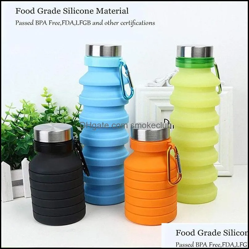 Silicone Squeezed Adjustable Collapsible Water Bottles Folding Sports Leak Proof Bottle Travel Hiking Camping Drink Bottles 1529 Z2