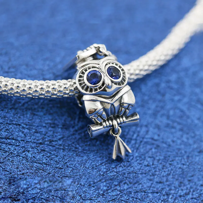 925 Sterling Silver Summer Collection Wise Owl Graduation Dangle Charm Bead Convient aux bijoux de style européen Pandora Bracelets porte-bonheur