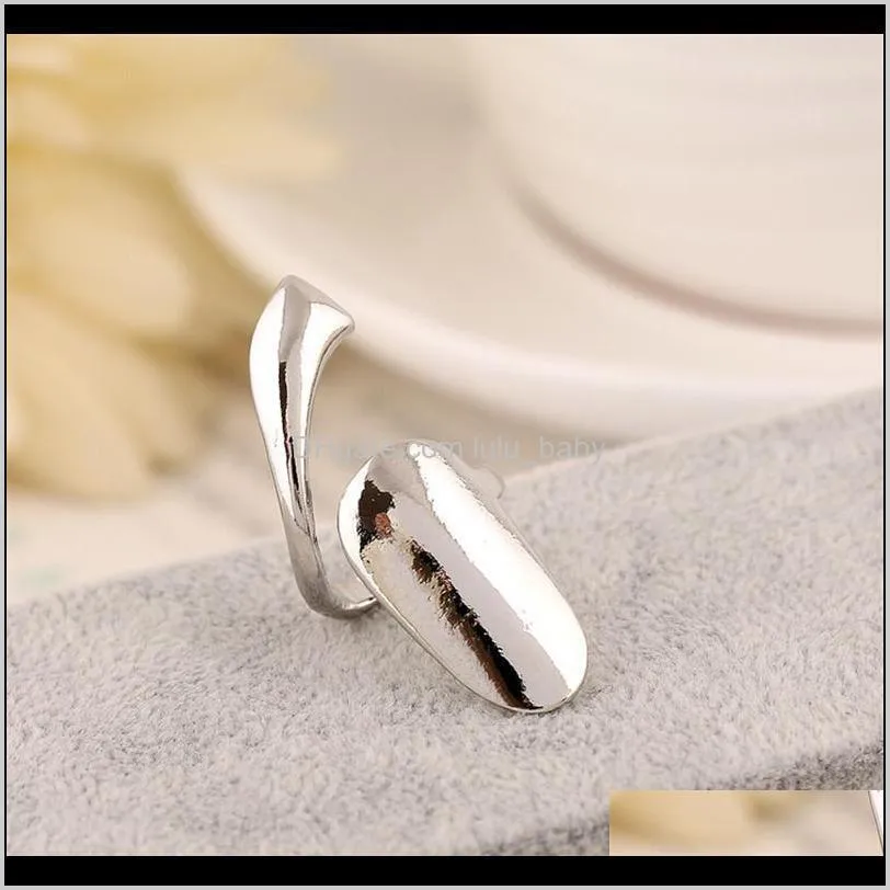 new arrival fashion silver and gold plated simple nail rings jewelry sexy long fingernail open ring for girls wholesale