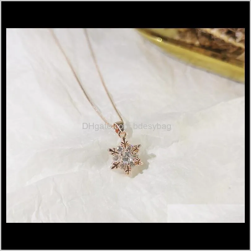 S925 Sterling Silver Necklace Jewelry for Women Christmas Snowflake Fashion Luxury Designer Pendant Necklaces with Crystal Stone