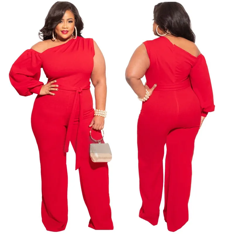 Sexy Solid Color Plus Size Elegant Jumpsuits For Women Wide Legs