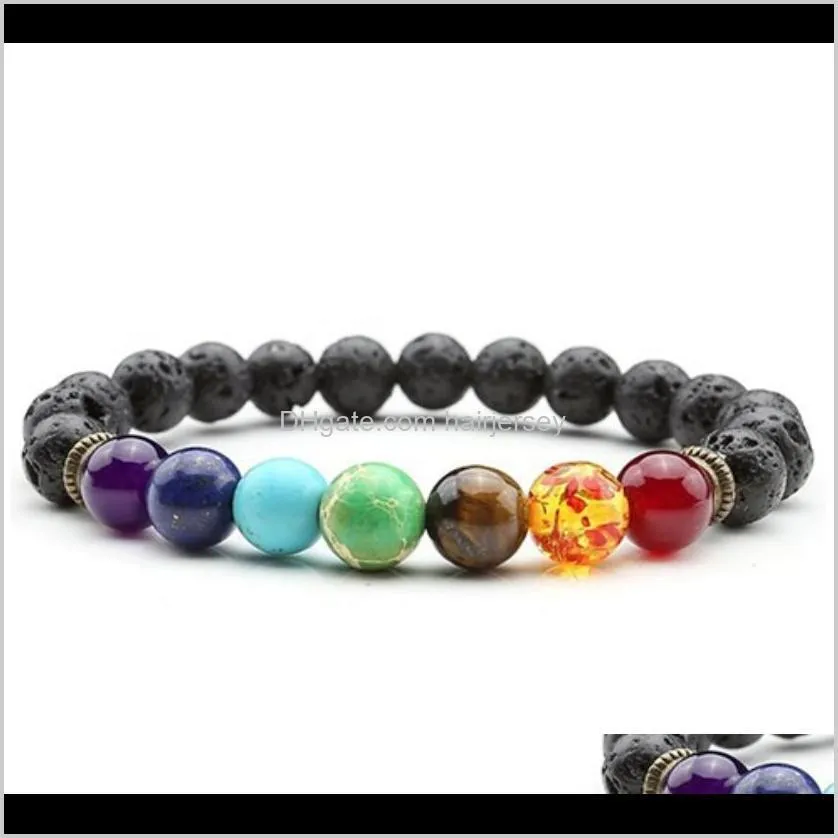 new 10 chakra bracelet men black lava healing balance beads reiki buddha prayer natural stone yoga bracelet for women