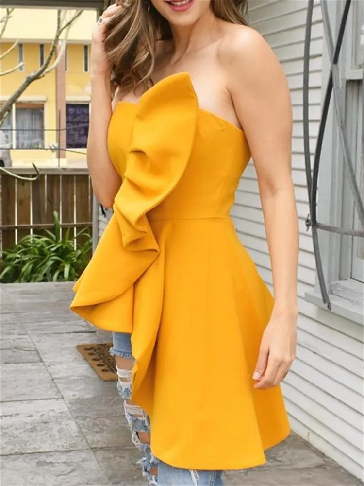 Off Shoulder Backless Ruffled Blouse Top Line For Women Elegant