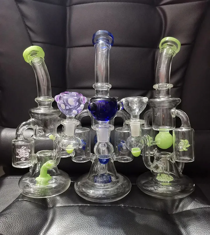 10 "Ruota del mulino a vento Vetro Bong Narghilè Recycler Oil Rig Tubo dell'acqua Fumo Bruciatore di olio di vetro con Banger al quarzo o ciotola zeusart shop