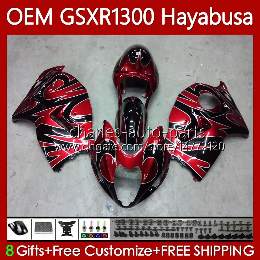 Injection For SUZUKI GSX R1300 Hayabusa GSXR 1300 CC 14 15 16 17 18 19 Body 77No.287 GSXR-1300 1300CC Red flames 08-19 GSXR1300 08 2008 2009 2010 2011 2012 2013 Fairing