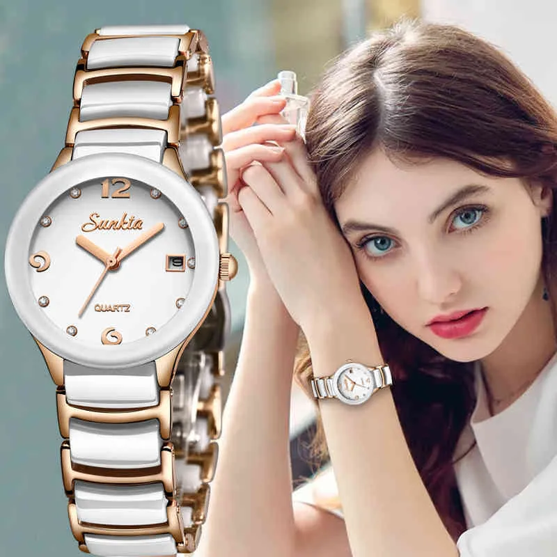 SUNKTA Rose Gold Watch Women Quartz Watches Ladies Top Brand Luxury Female WristWatch Girl Clock Wife gift Relogio Feminino 210517