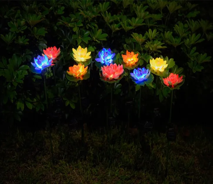 Fleur de Lotus Lumière LED Étanche Solaire Étang Décorations De Jardin Multi-Couleur Changement Paysage décoratif pelouse extérieure lampe SEA HHC7578