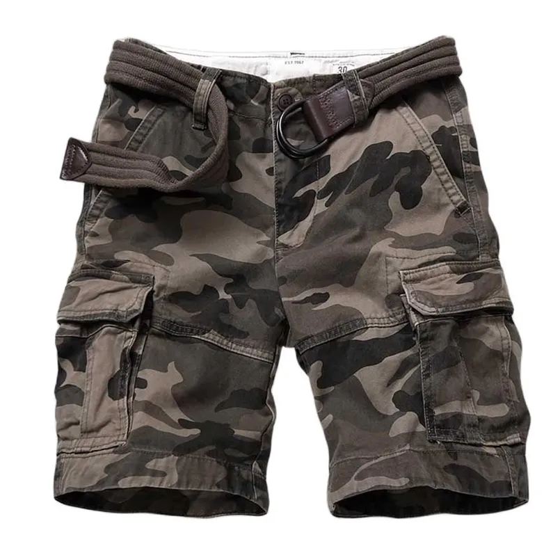Premium Quality Camouflage Cargo Shorts Men Casual Militär Army Stil Strand Loose Baggy Pocket Male Kläder 210716