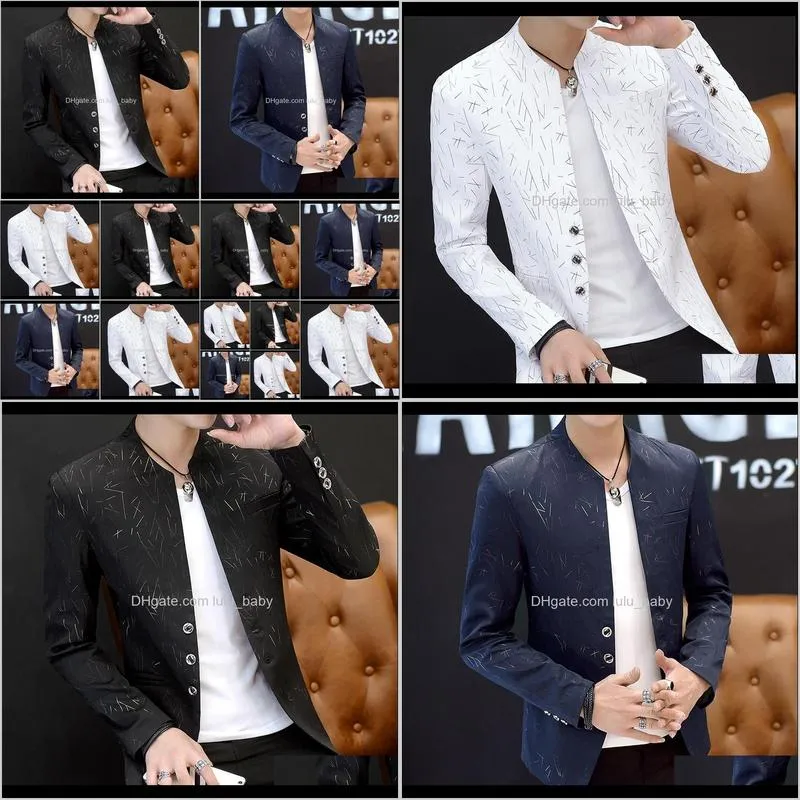 ho 2018 men `s casual collar collar blazer youth handsome trend slim print blazer