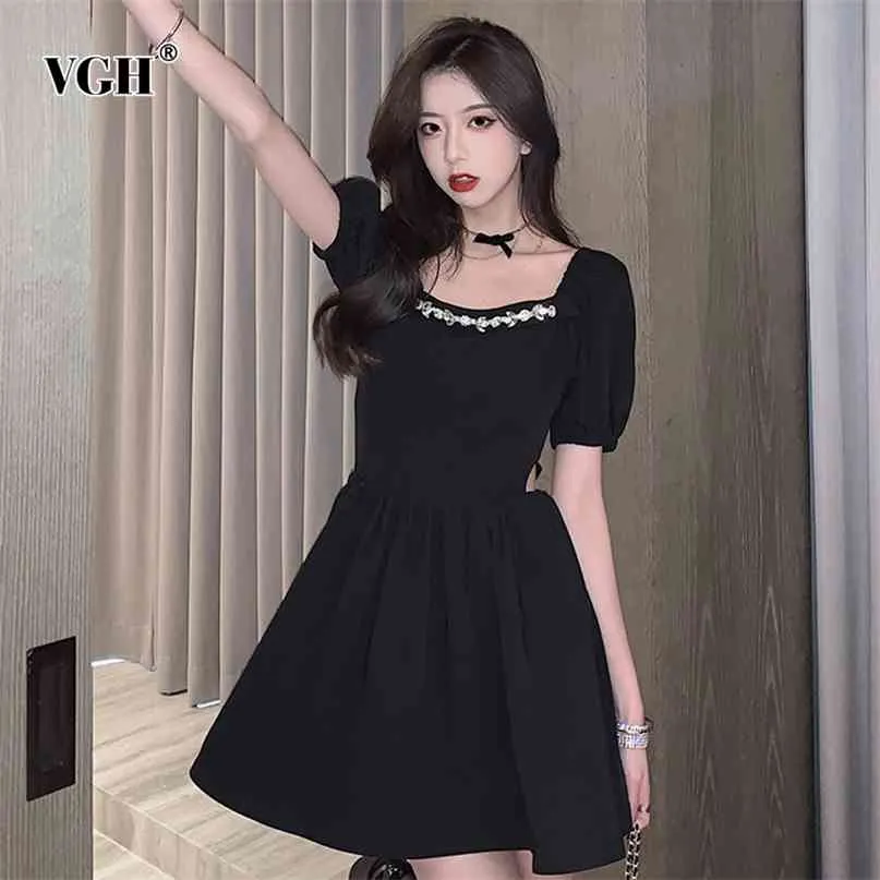 Black Elegant Dress For Women Square Collar Puff... From Long01, $28.92 |  DHgate.Com