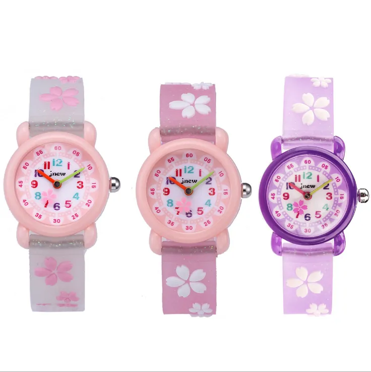 JNEW Brand Quartz Children Watch Loverly Cartoon Boys Girls Students Watches Silicone Band Wristwatches Childrens Gift