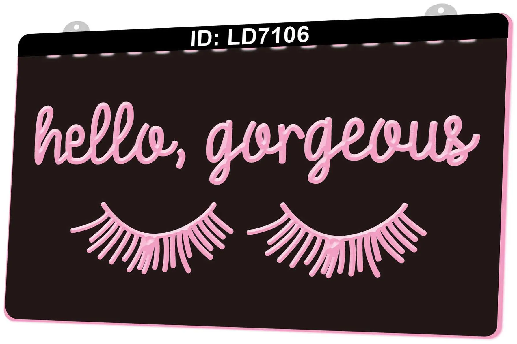 LD7106 To Lashes Hello Magnifique panneau lumineux LED avec gravure 3D, vente en gros et au détail