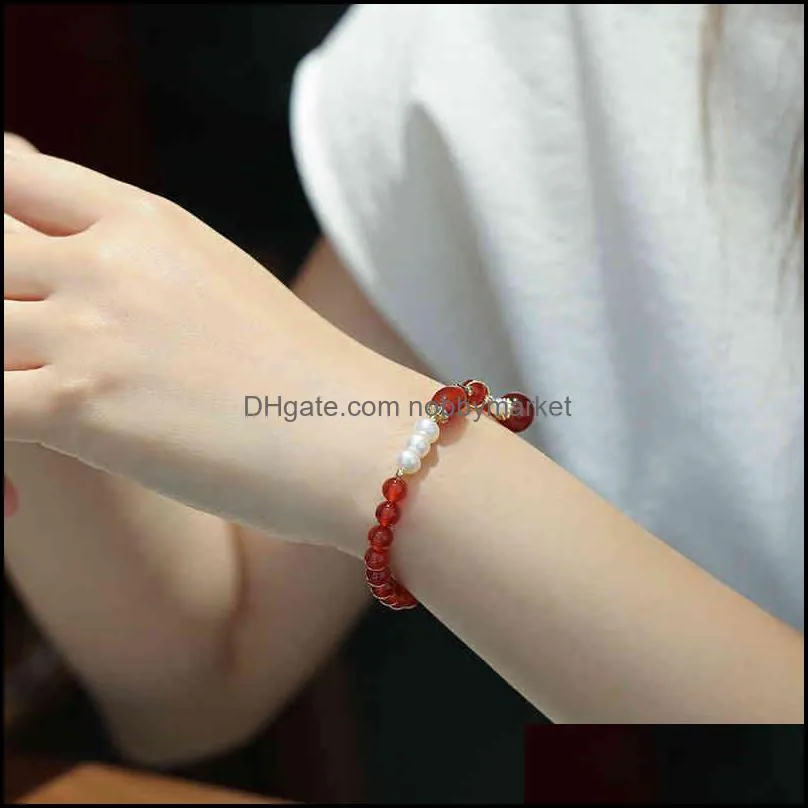 Red agate Pearl Bracelet freshwater pearl jewelry bracelet for girlfriend and mother