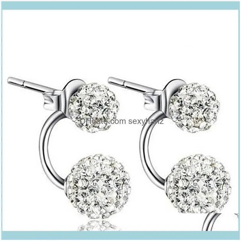 Promotion Shambhala Double Ball Design 925 Sterling Silver Ladies` Stud Earrings for Women Jewelry Birthday Oorbellen