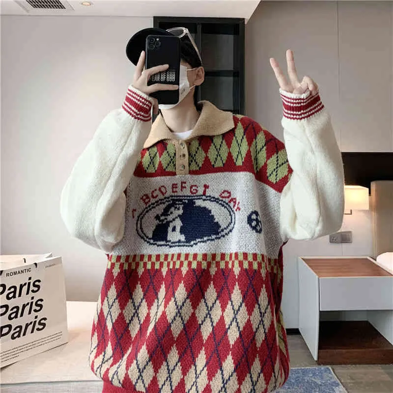 retro casual lapel sweater