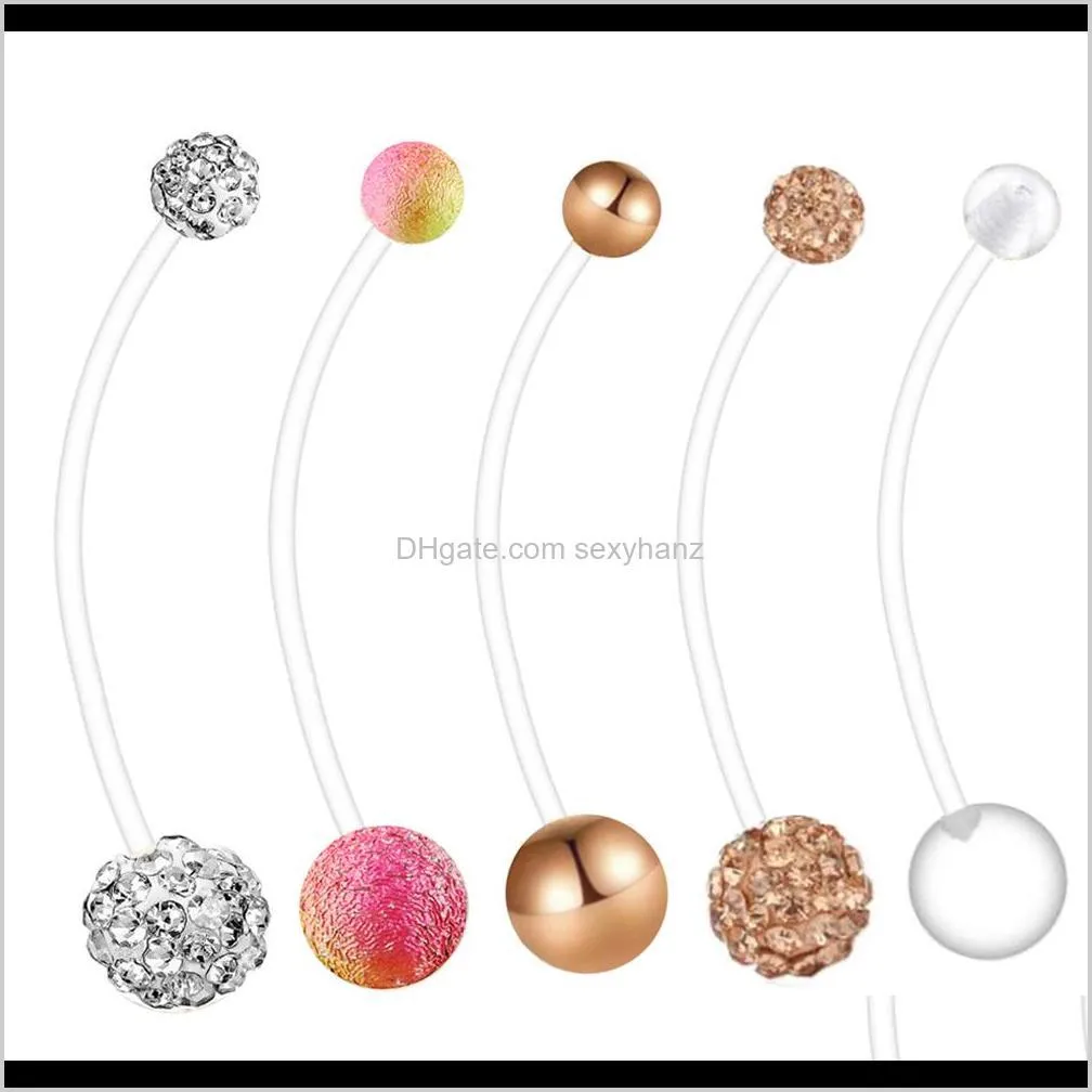 belly rings mix style pregnancy sport maternity flexible bioplast belly navel button ring retainer 14g 1 1/2inch (38mm)