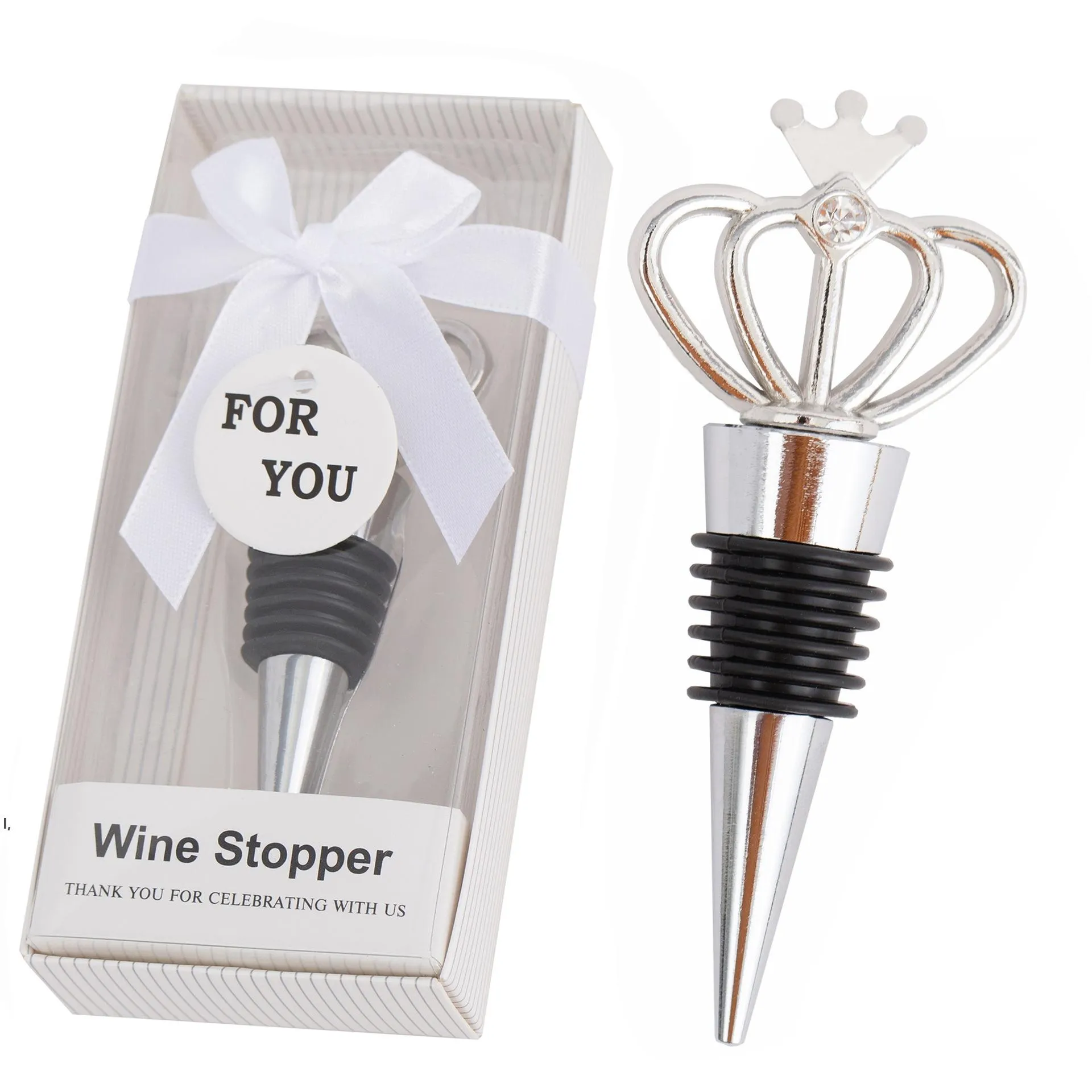 Diamond Crown Wine Stopper Silver Stoppers Home Kitchen Bar Tool Tappi con sigillo in metallo Regali per gli ospiti di nozze RRB12680